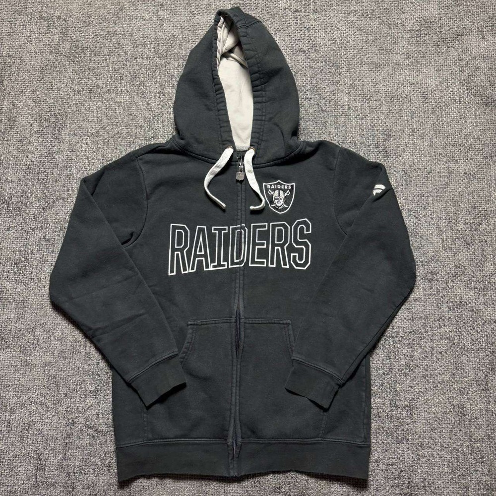 Fanatics NFL Raiders Hoodie Mens XL Black Full Zip Graphic Sweatshirt NFL Shield